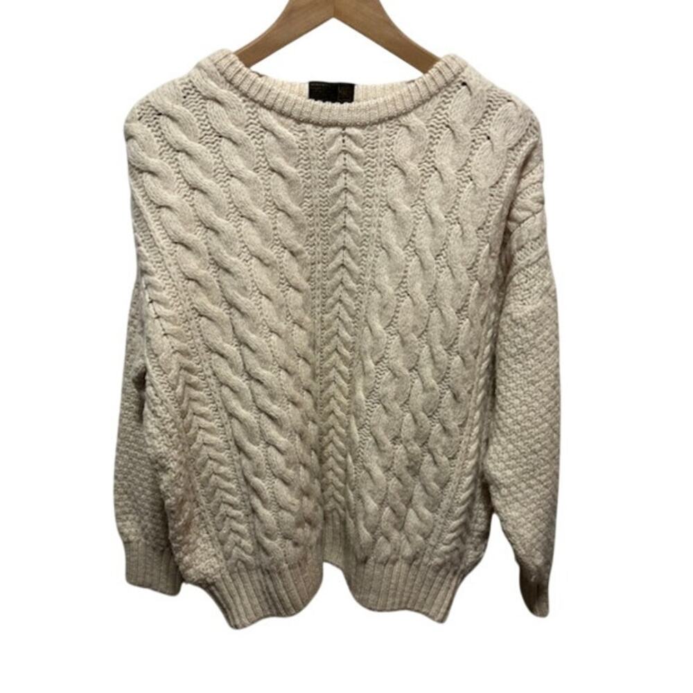 Traditions Pure New Wool Aran Cable Knit Fisherman Sweater British Isles XL
